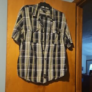 Men's Black and Yellow Plaid Shirt